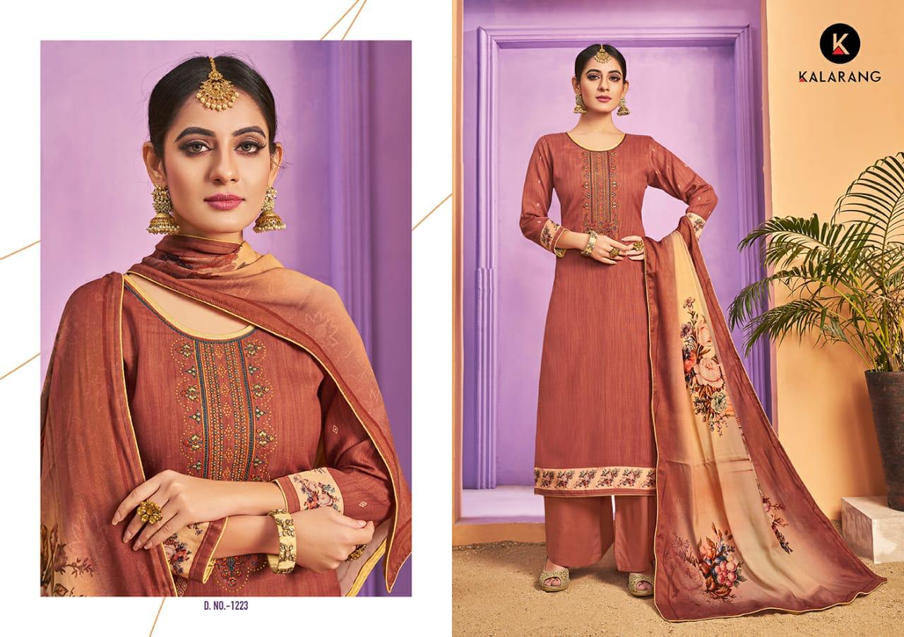 Zaara Vol 2 By Kalarang Pashmina Printed Dress Materials Wholesale Supplier Surat