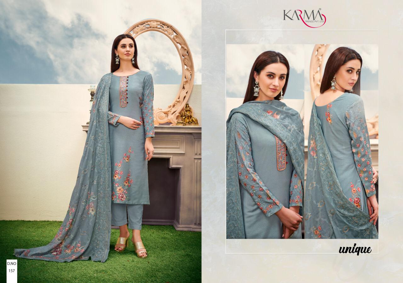 Qaynat 1 By Karma Series 152 To 158 Designer Party Wear Suits Wholesale Supplier Gujarat