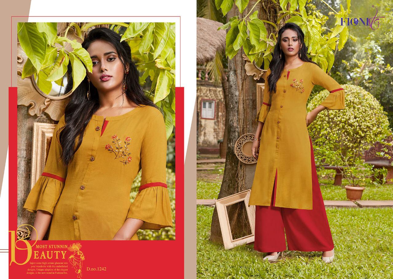 Mantra By Fionista Reyon Kurtis With Plazzo Wholesale Supplier Surat