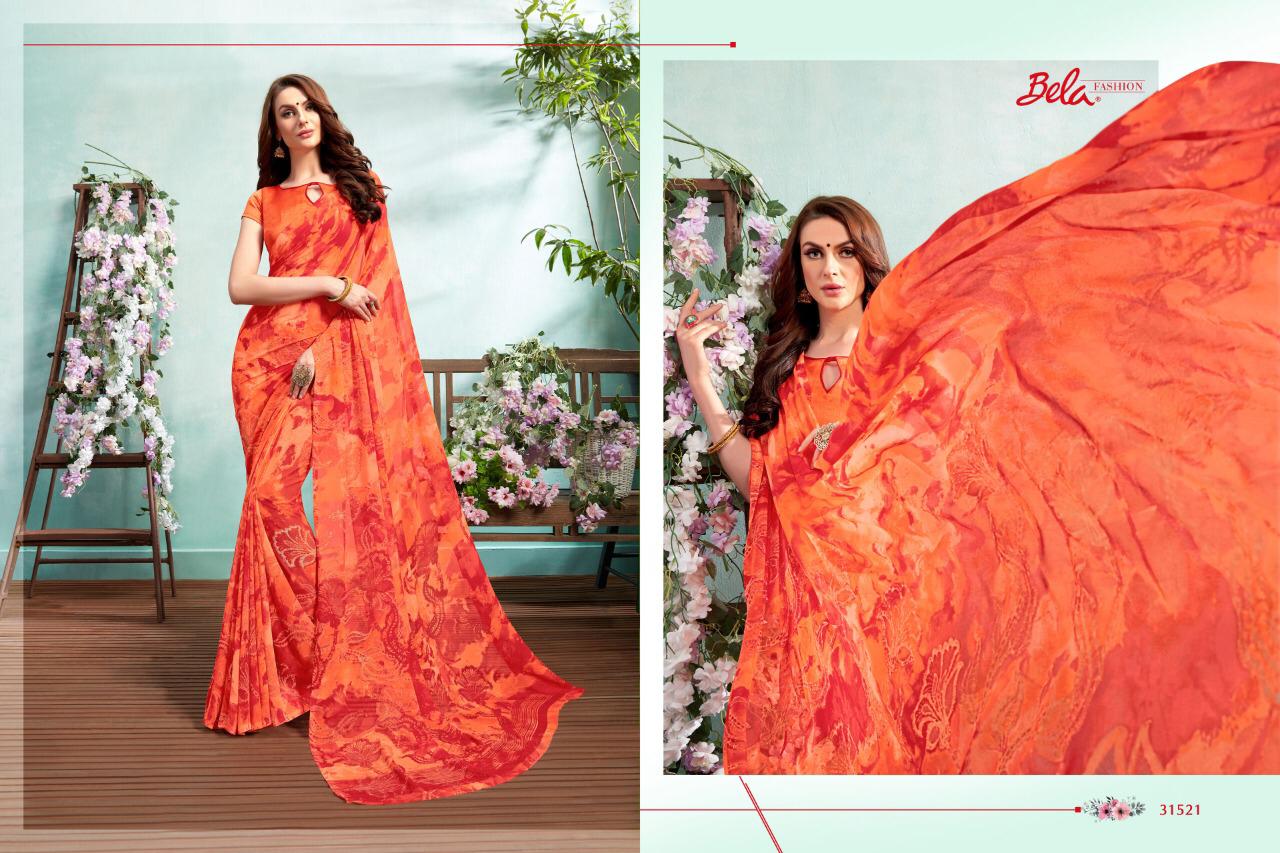 Bela Crystal Georgette Printed Sarees Wholesale Supplier And Trader India