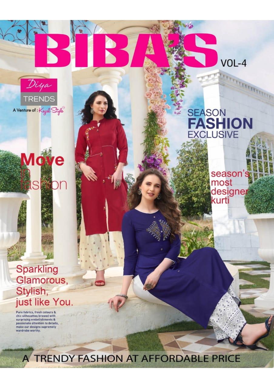 Bibas Vol 4 By Diya Trendz Kurtis With Plazzo Wholesale Supplier Surat