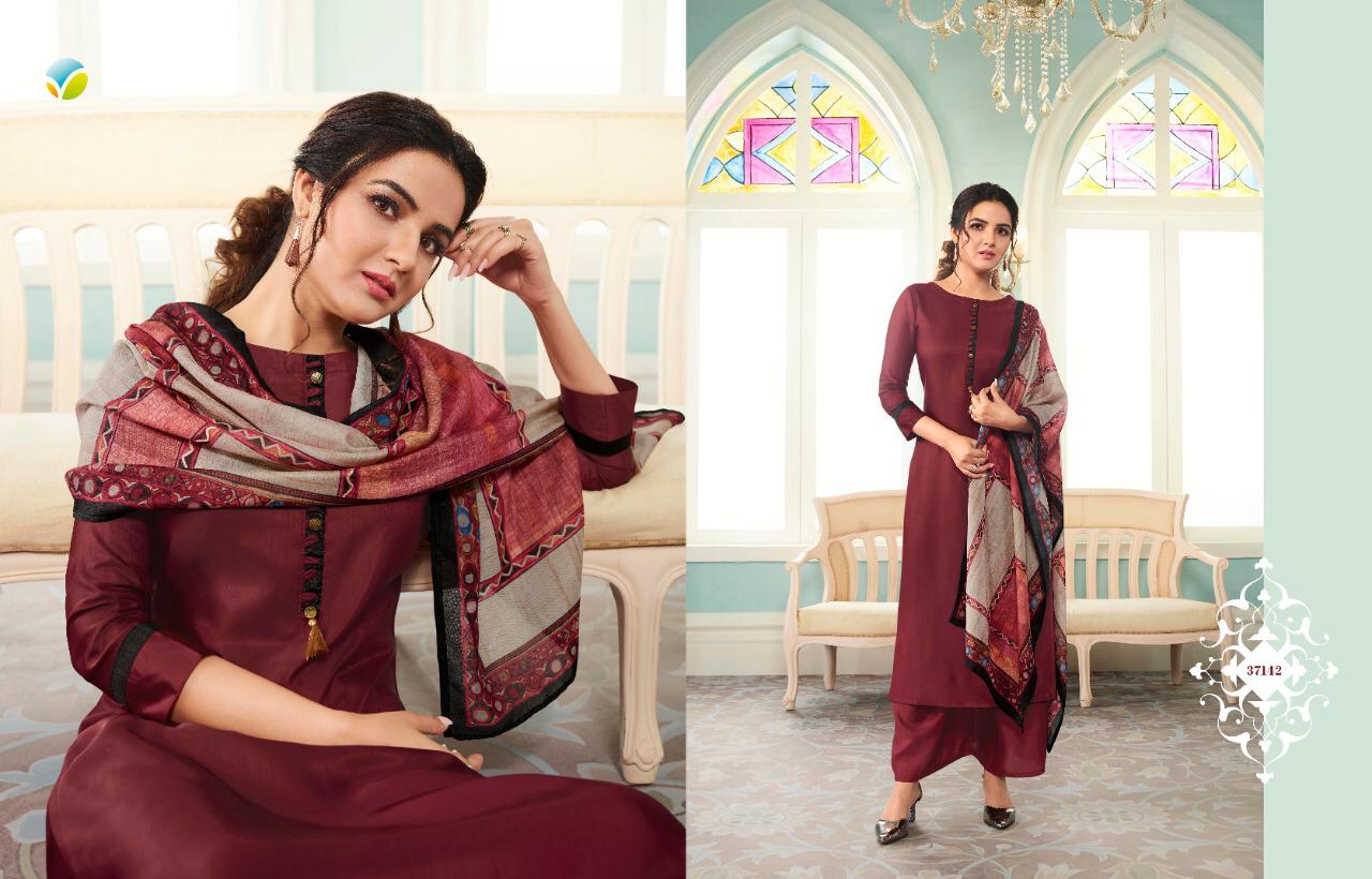 Vinay Tumbaa Runway Plus Series 37141 To 37148  Kurtis With Stole And Plazzo Wholesale Supplier Sura...