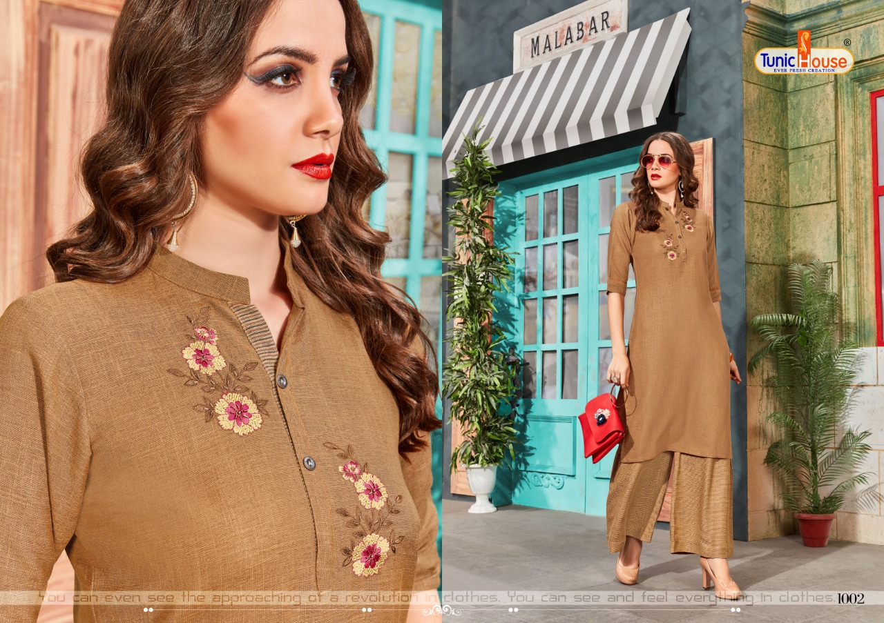 Neha Plazzo By Tunic House Reyon Kurtis With Plazzo Wholesale Supplier Surat
