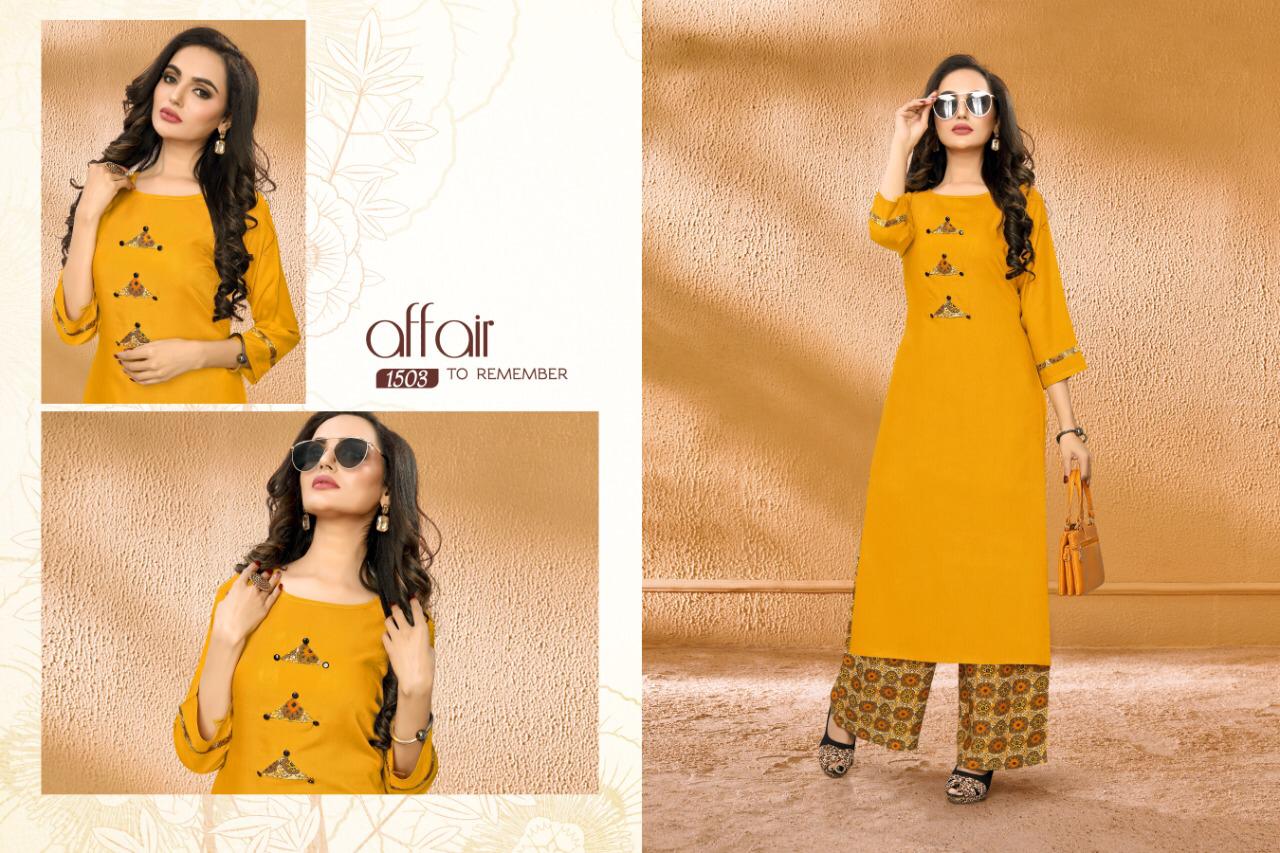 Vrunda Tex Rang Reyon Kurtis With Plazzo Wholesale Supplier Surat