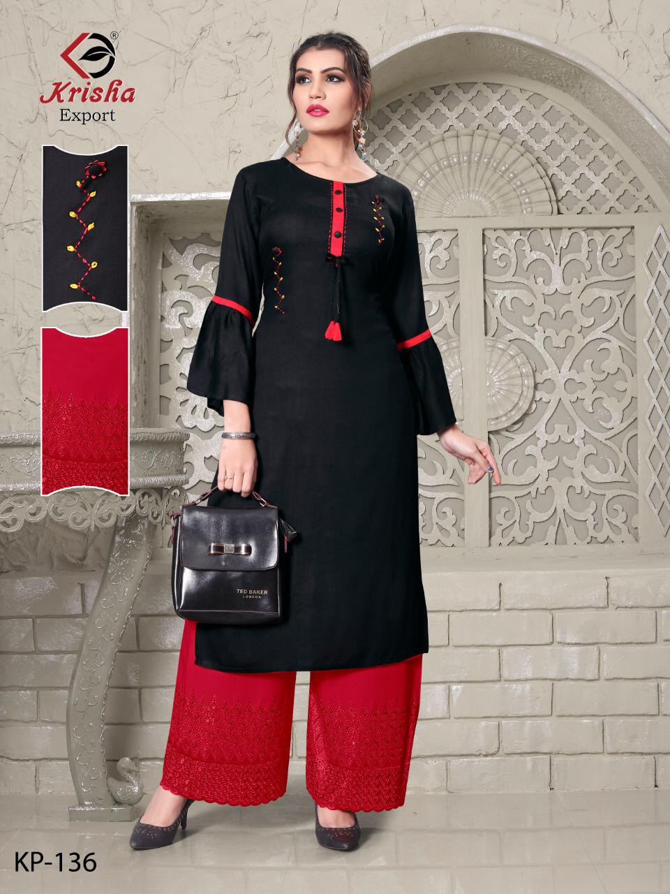 Plazzo World By Krisha Export Reyon Kurtis With Plazzo Wholesale Supplier India
