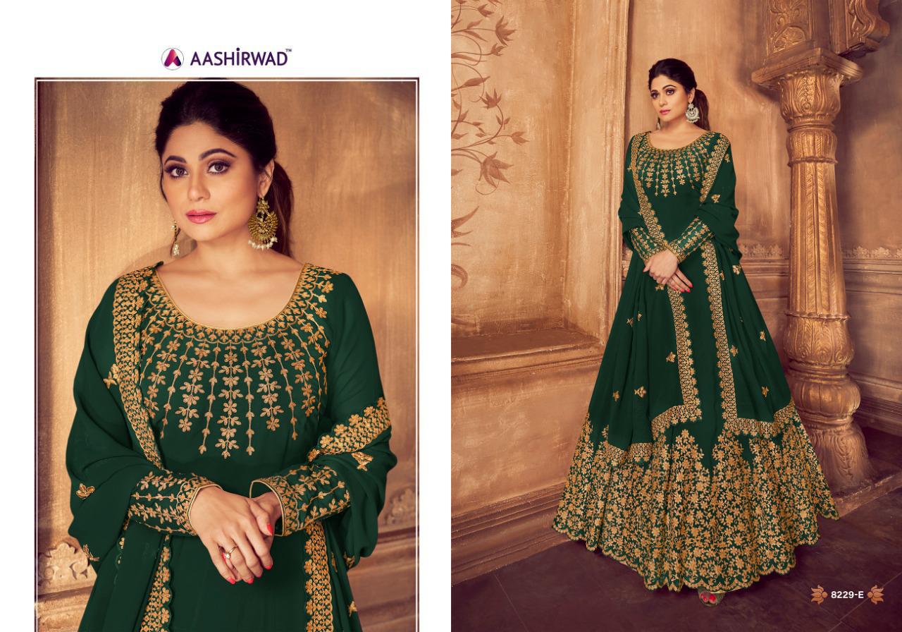 Anarkali Gold By Ashirwad Series 8229 Designer Party Wear Suits Wholesale Supplier Gujarat
