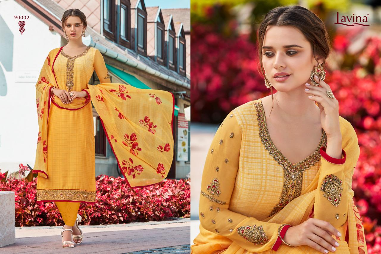 Lavina 90 Silk Crepe Designer Party Wear Suits Wholesale Supplier Gujarat