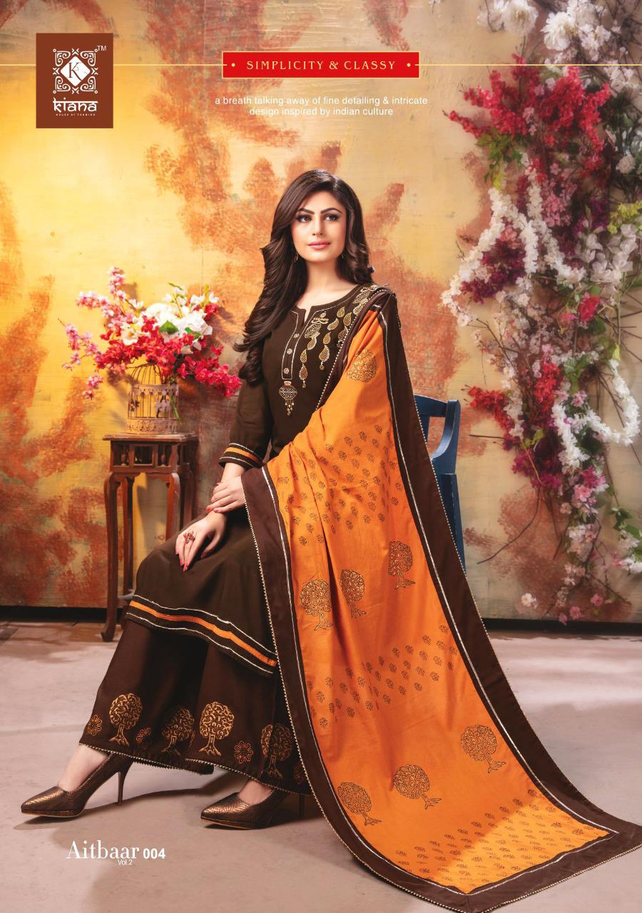 Aitbaar Vol 2 By Kiana Fashion Reyon Kurtis Plazzo Wholesale Supplier And Dealer Surat