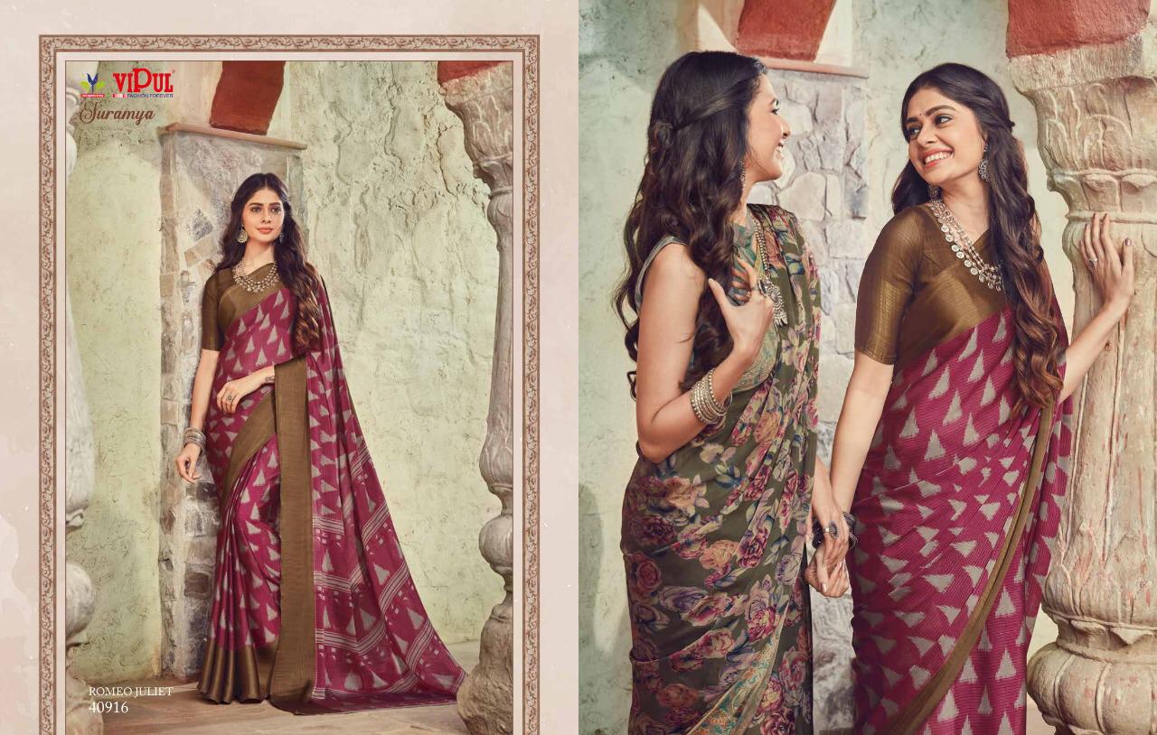 Suramya Cat 409 By Vipul Chiffon Sarees Wholesale Supplier Gujarat