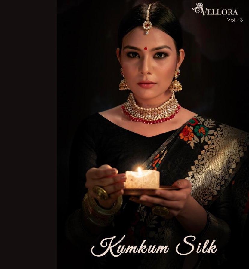 Vellora Saree Vol 3 Kumkum Silk Series 1201 Designer Party Wear Sarees Wholesale Supplier And Dealer...