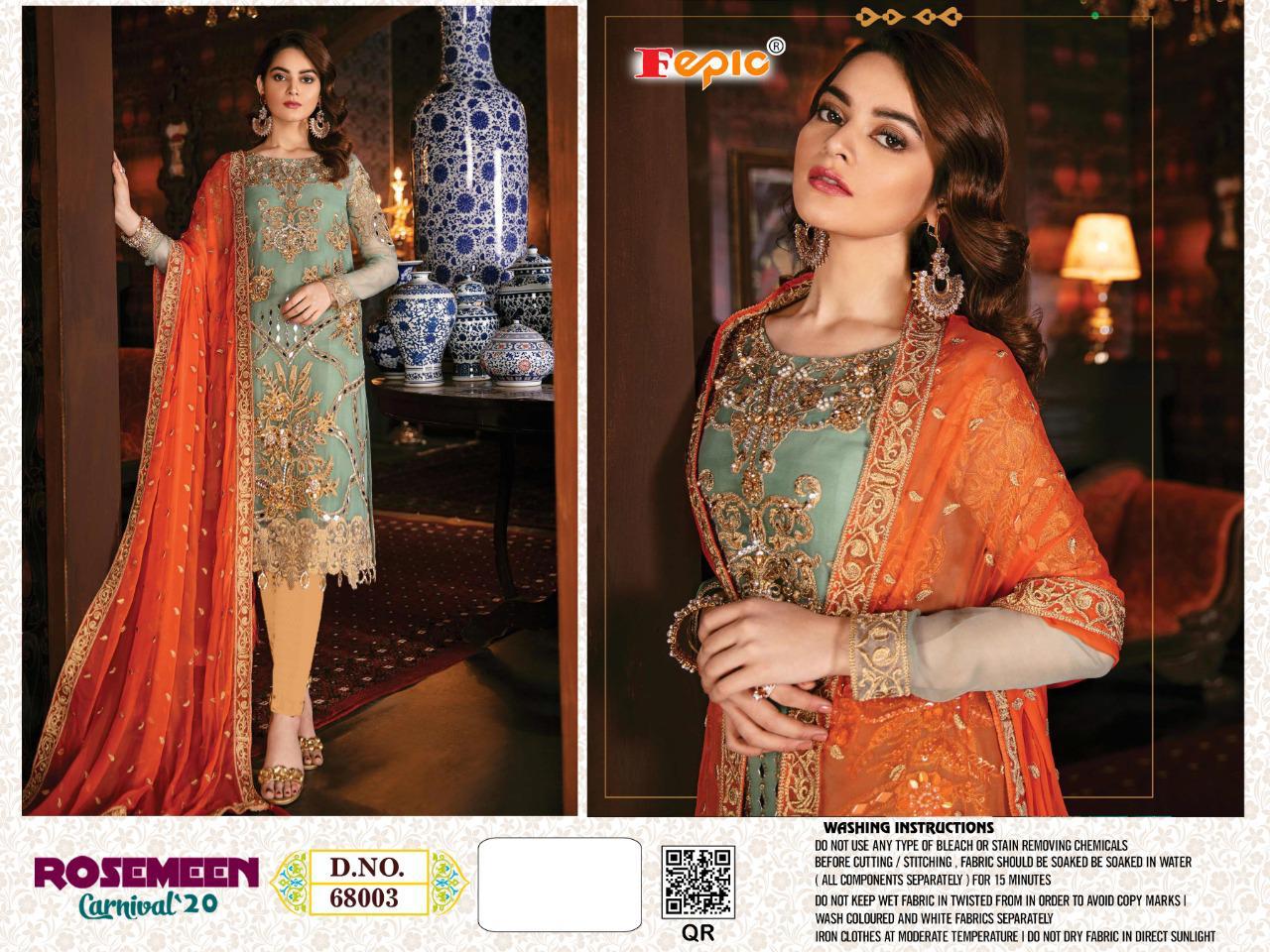 Rosemeen Carnival 20 Fepic  Series 68001 Designer Party Wear Pakistani Suits Wholesale Set And Singl...
