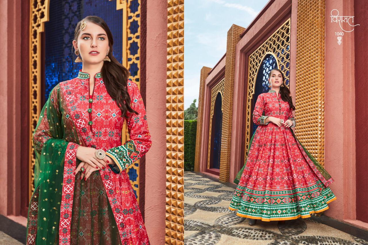 Virasat Vol 9 Series 1037 To 1042 Designer Party Wear Gowns Set Nd Single Wholesale Supplier Gujarat