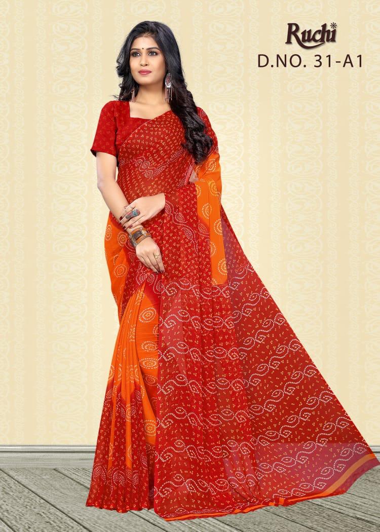 Super Kesar Chiffon Bandhani Poster 31 By Ruchi Sarees Wholesale Supplier Gujarat