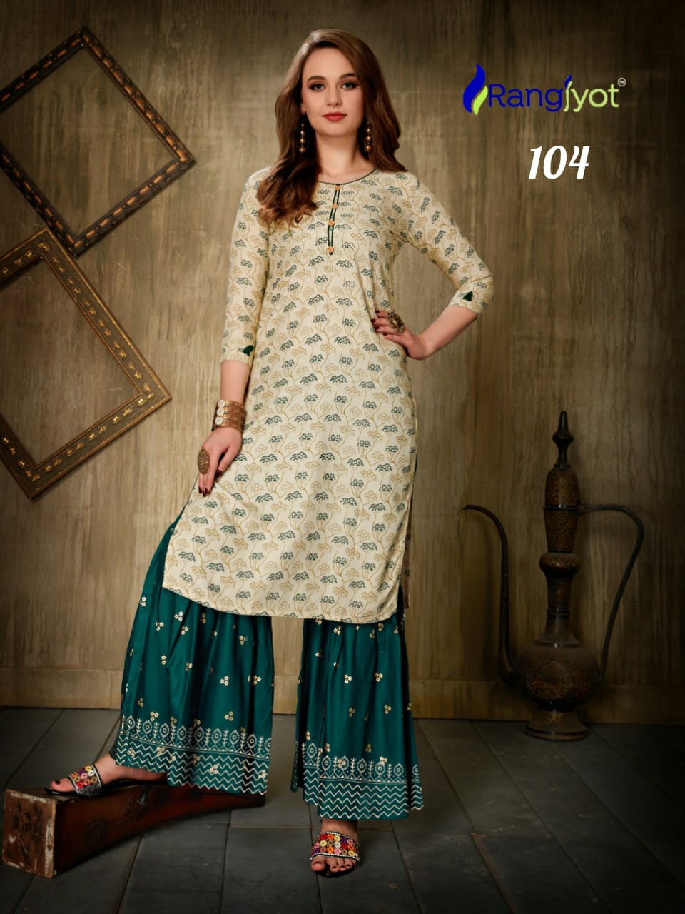 Nagma Vol 1 By Rang Jyot Kurti With Plazzo Set Nd Single Wholesale Supplier Gujarat