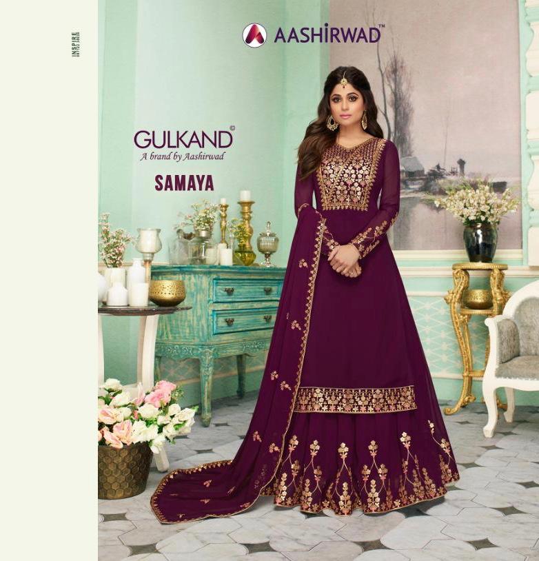 Samaya By Aashirwad Series 7102 To 7106 Designer Party Wear Suits Set Nd Single Wholesale Supplier G...