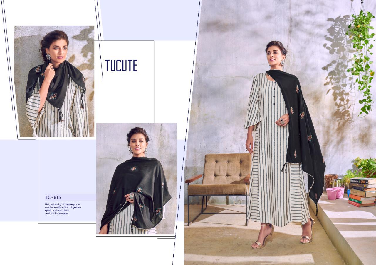 Tucute 810 Series By Karma Designer Kurtis With Scarf Set And Single Wholesale Supplier Surat