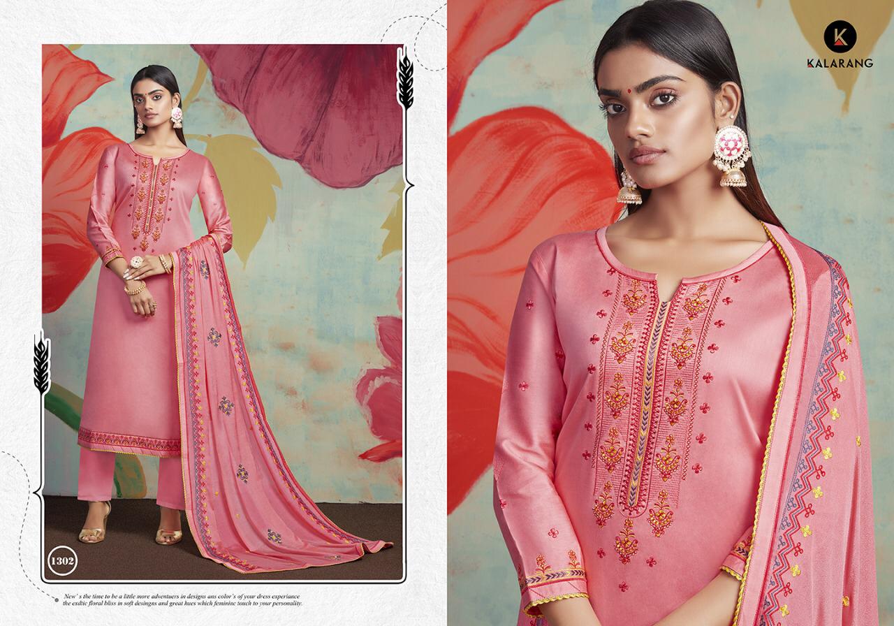 Floral Beauty By Kalarang Jam Silk Dress Materials Wholesale Supplier Surat
