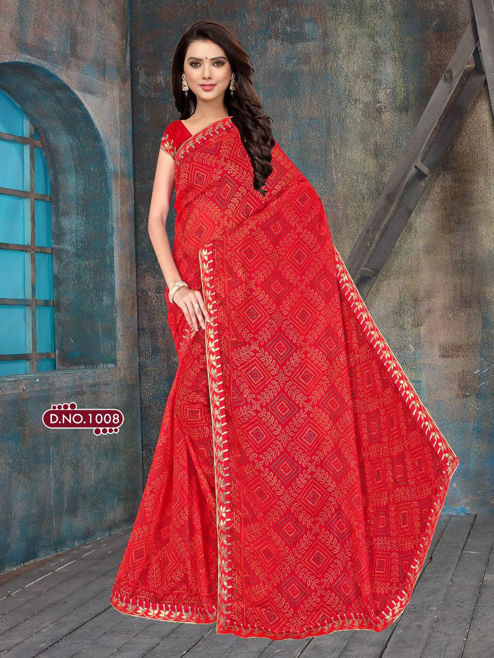 Bandhej By Jalnidhi Gotta Patti Border Sarees Wholesale Supplier And Dealer Surat