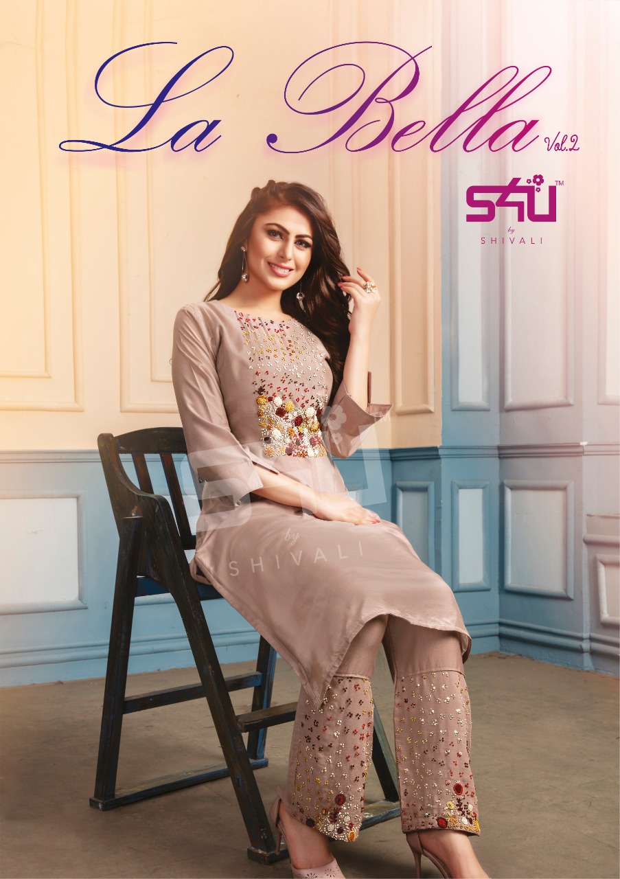 La Bella Vol 2 By S4u Shivali Designer Occasion Wear Kurtis With Plazzo Set And Single Wholesale Sup...