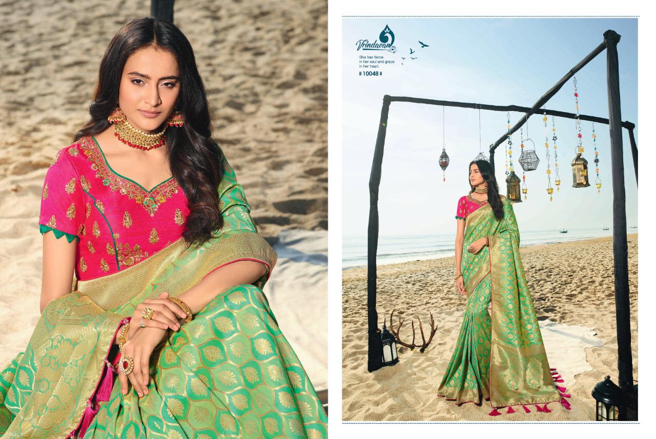 Vrindavan Vol 7 By Royal Series 10043 To 10057 Silk Jaquard Banarasi Style Sarees Set And Single Who...