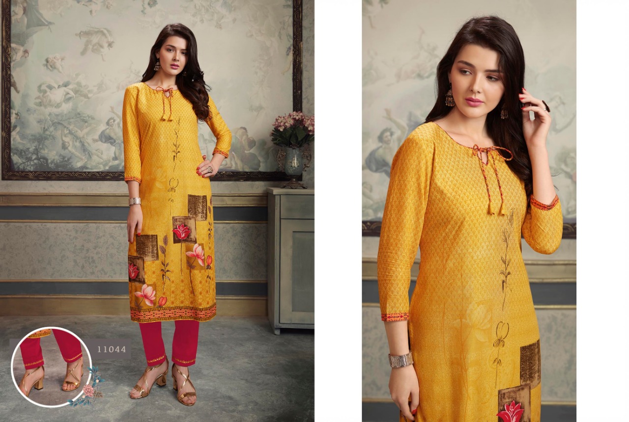 Lotus By Kalaroop Reyon Kurtis With Bottom Wholesale Supplier And Dealer Surat