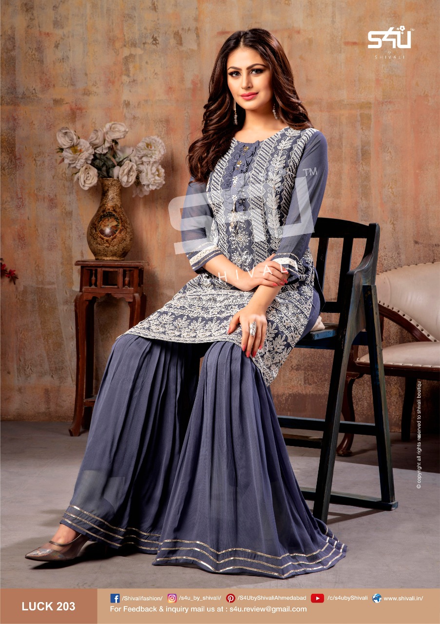 Lucknowi Vol 3 By S4u Shivali Beutiful Designer Party Wear Indo Western Set And Single Wholesale Sup...