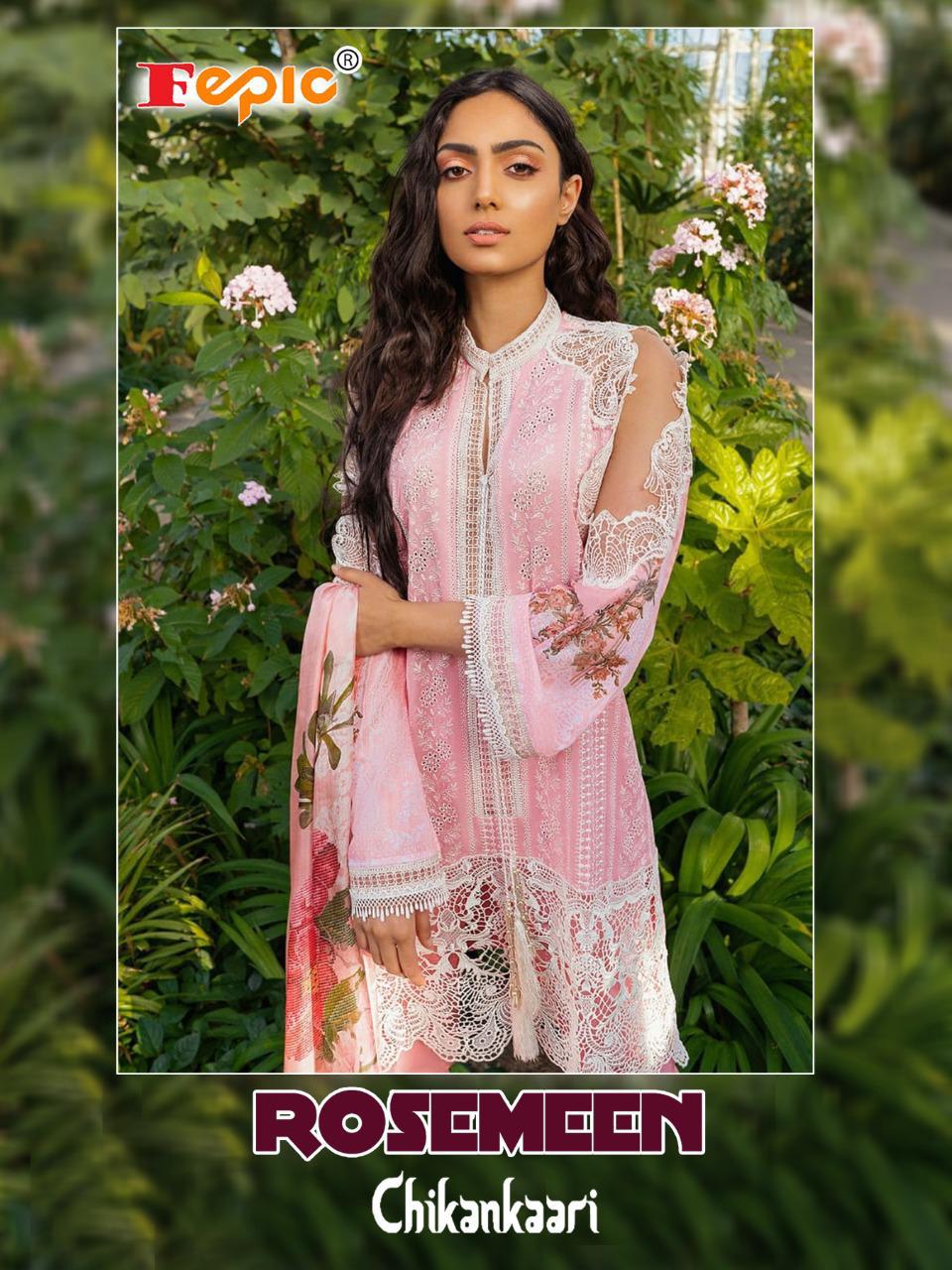 Rosemeen Chikankaari By Fepic Pakistani Suits Wholesale Supplier And Dealer Surat