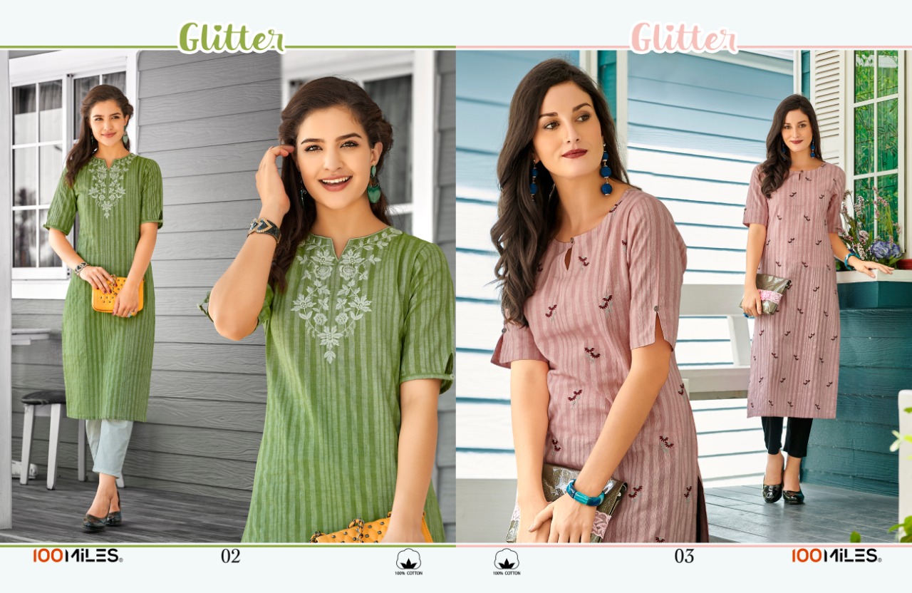 Glitter By 100miles Cotton Kurtis Wholesale Dealer And Supplier Gujarat