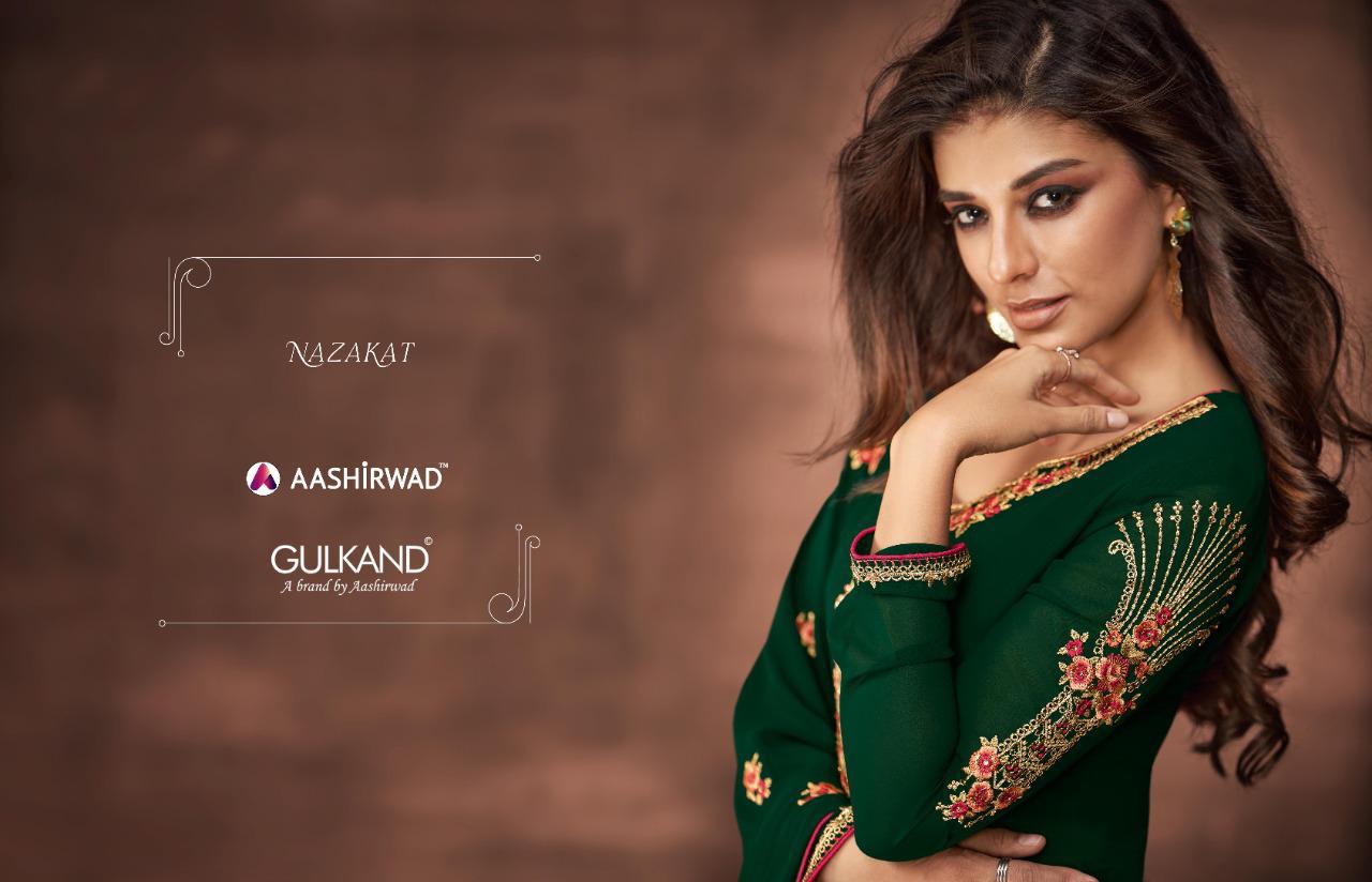 Nazakat Aashirwad Series 7146 To 7151 Designer Party Wear Suits Wholesale Supplier Gujarat