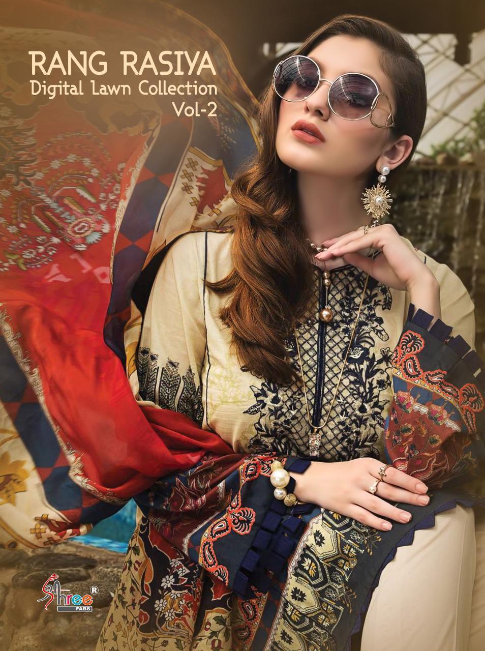 Rang Rasiya Digital Lawn Collection Vol 2 By Shree Fabs Pakistani Suits Wholesale Supplier And Deale...