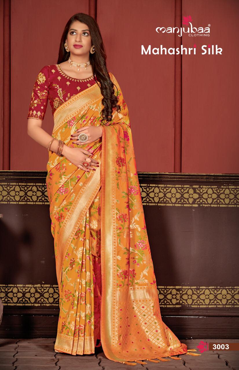 Mahashri Silk By Manjubaa Series 3001 To 3004 Silk Sarees Set And Single Wholesale Supplier Gujarat