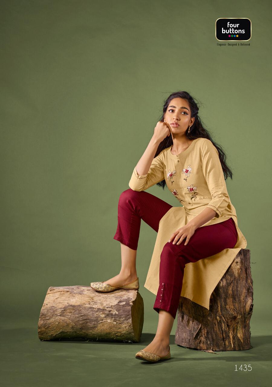 Four Buttons Rozana Kurtis With Bottom Wholesale Dealer And Exporter India