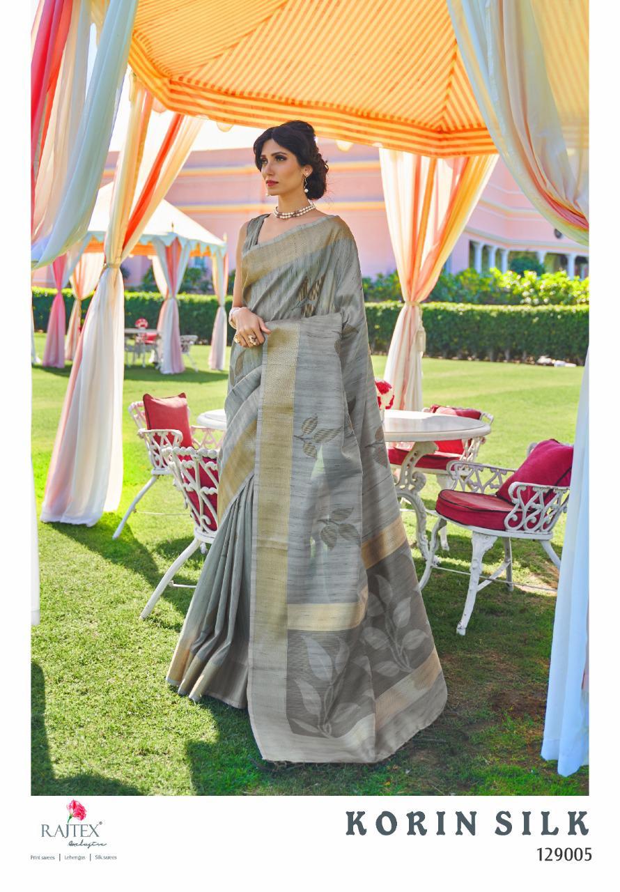 Korin Silk By Rajtex Series 129001 To 129006 Silk Sarees Set And Single Wholesale Supplier Gujarat