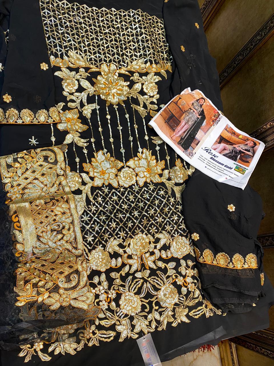 Rose Blossom Gold Dno 10001 By Shanaya Pakistani Suits Wholesale Supplier And Dealer Surat