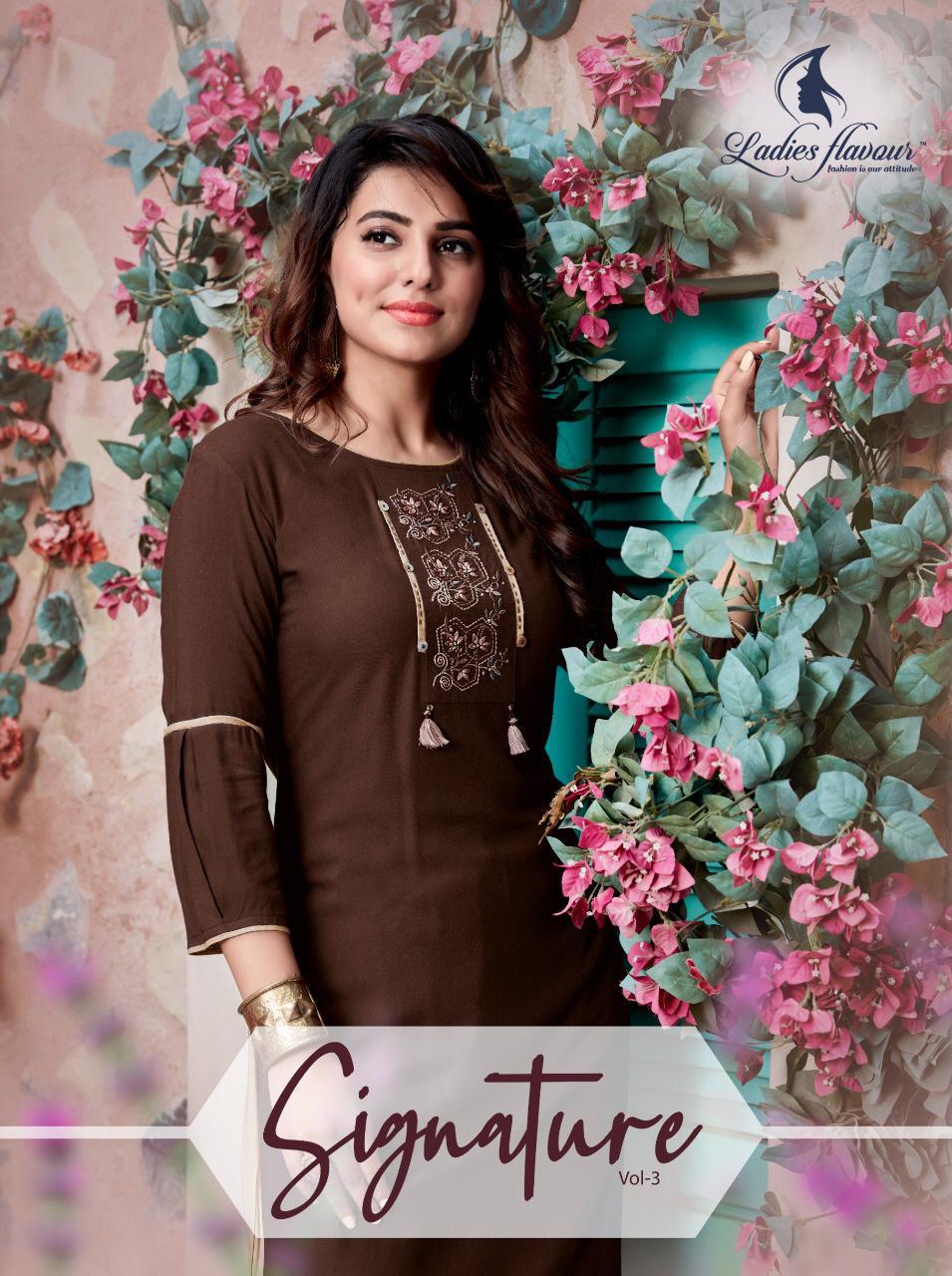 Signature Vol  3 By Ladies Flavour Kurtis With Bottom  Wholesale Supplier And Dealer Surat
