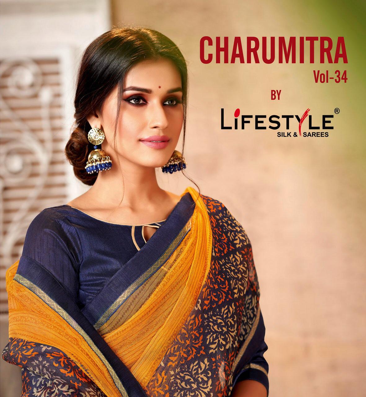 Charu Mitra Vol 34 By Lifestyle Sarees Wholesale Supplier And Dealer Gujarat
