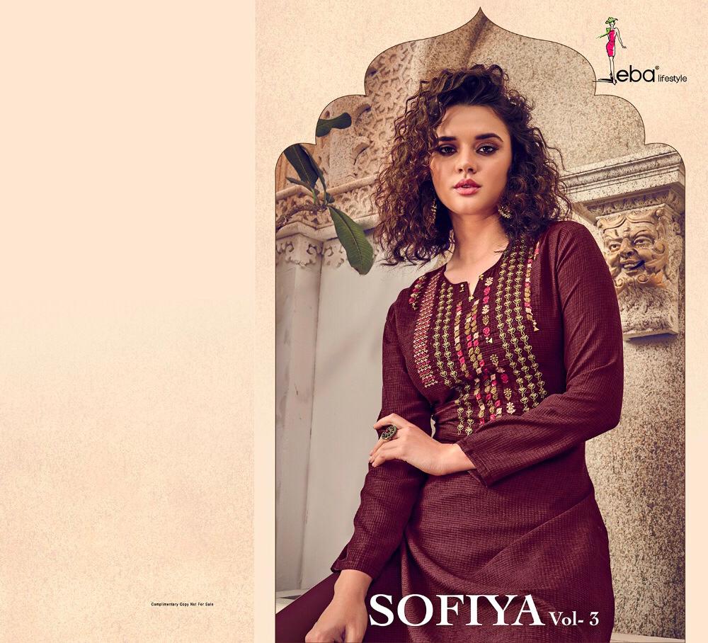 Sofiya Vol 3 By Eba Lifestyle Series 18015 Designer Kurtis Wholesale Supplier Gujarat