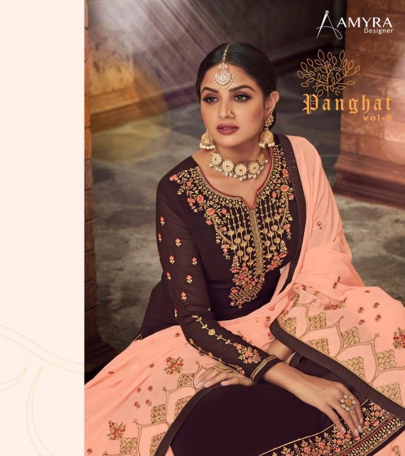 Panghat Vol 9 By Amyra Designer Party Wear Suits Wholesale Supplier Gujarat