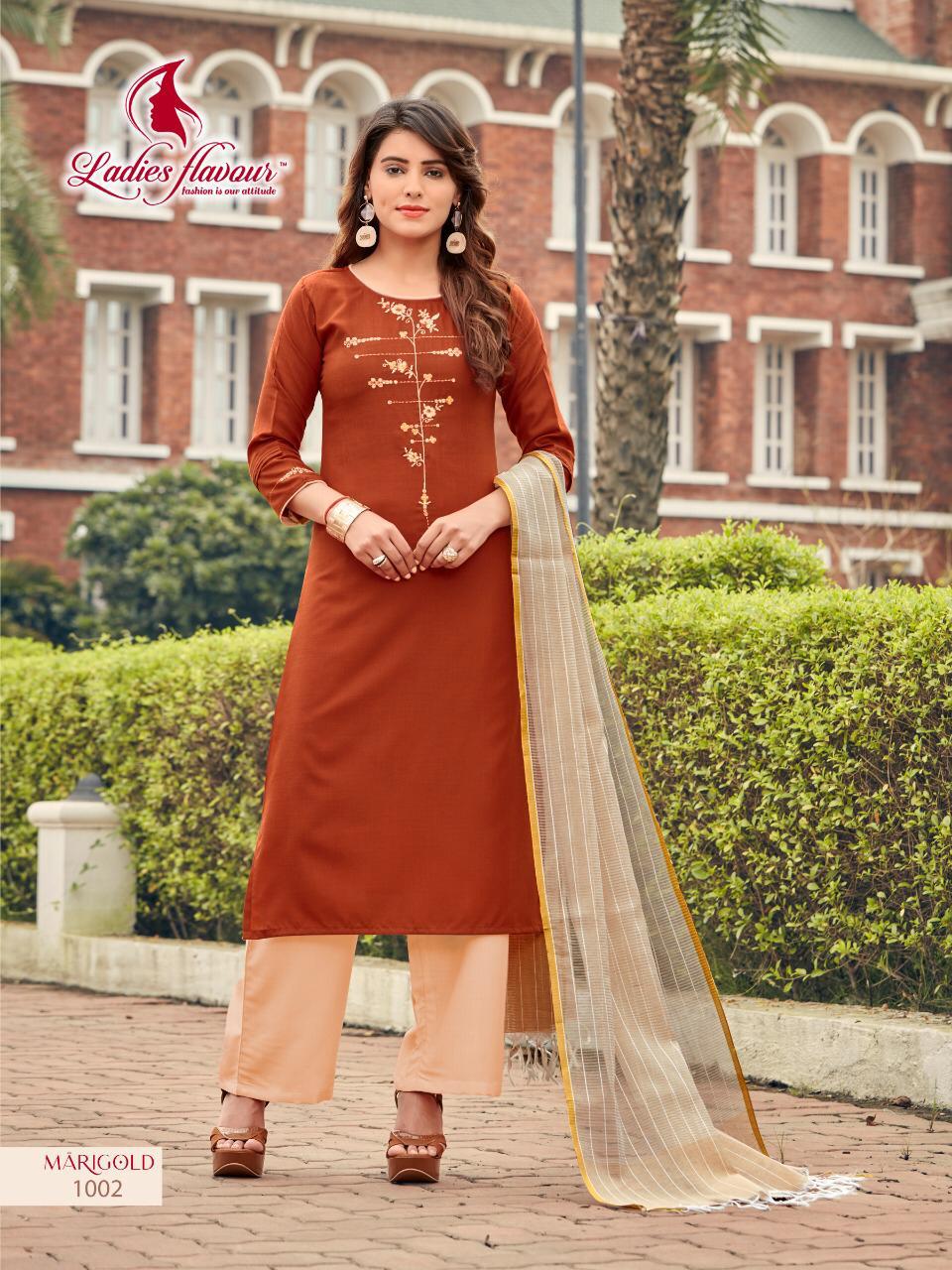 Marigold By Ladies Flavour Kurtis With Bottom With Duppta Wholesale Supplier Gujarat