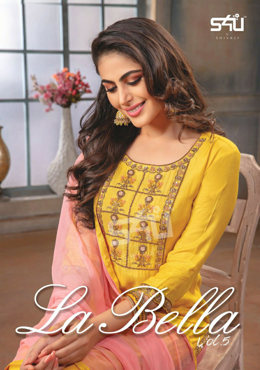 La Bella Vol 5 By S4u Shivali Beutiful Designer Kurtis With Bottom Wholesale Supplier Gujarat