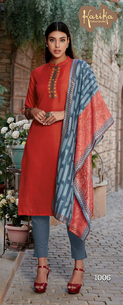 Daisy Kurti With Stole Dupatta By Karika Wholesale Supplier Traders In Surat