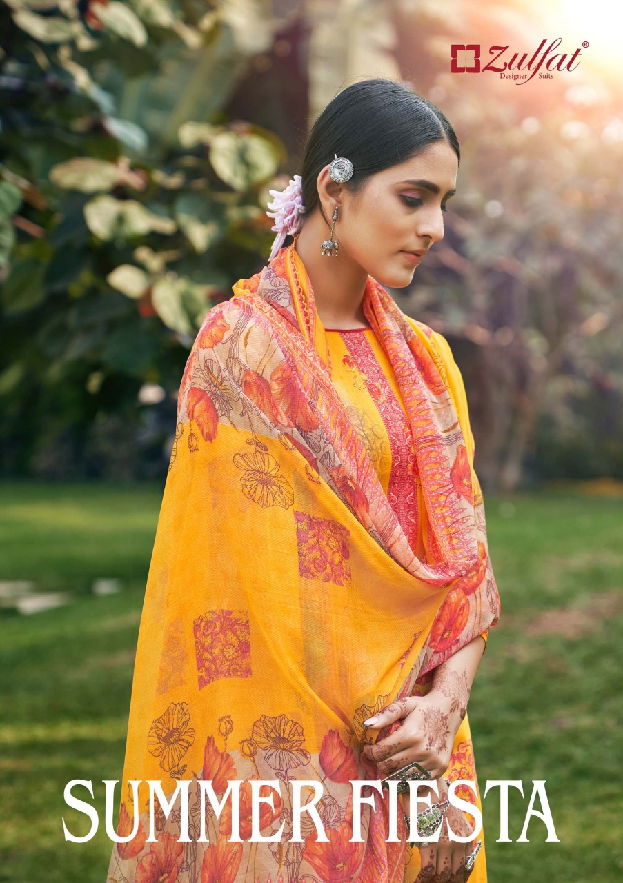 Summer Fiesta By Zulfat Designer Suits Manufacturer Treaders Surat