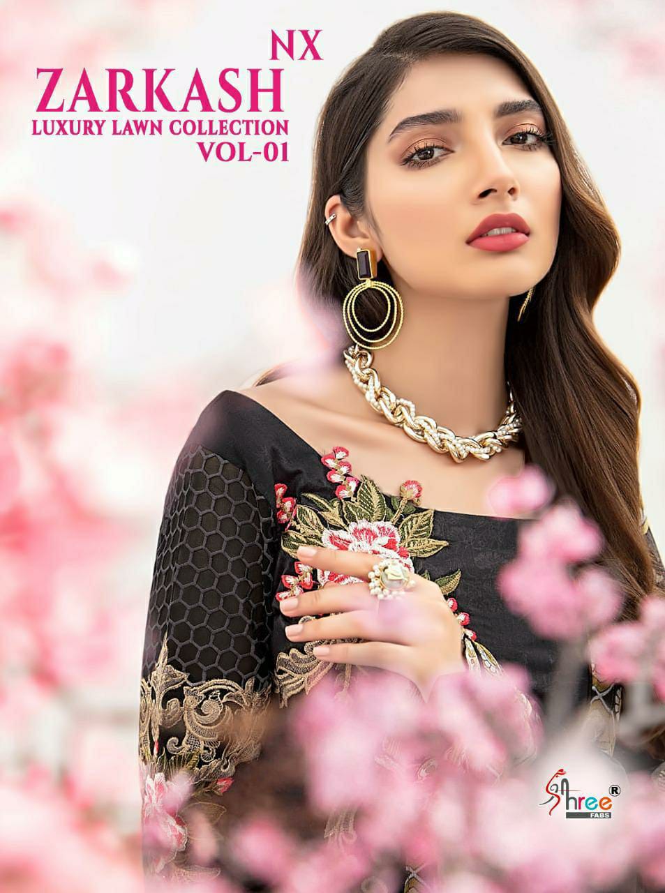 Zarkash Luxury Lawn Collection Vol 1 With Cotton Dupatta By Shree Fabs Dealer And Exporter Surat