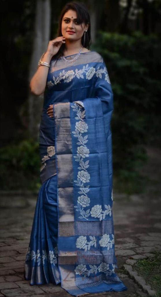 Kaviya Tussar Cotton Silk Saree Single And Set Stockiest And Supplier From Surat