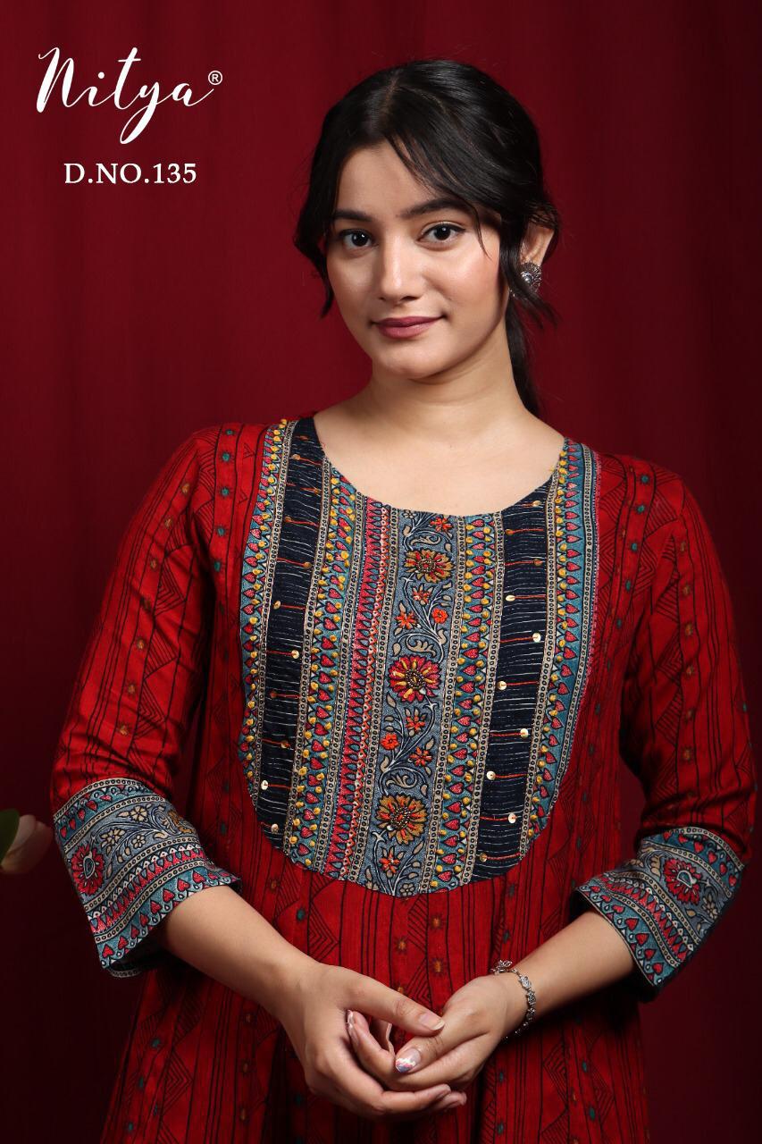 Nitya D No 135 Rayon Gown Wholesaler Supplier Surat