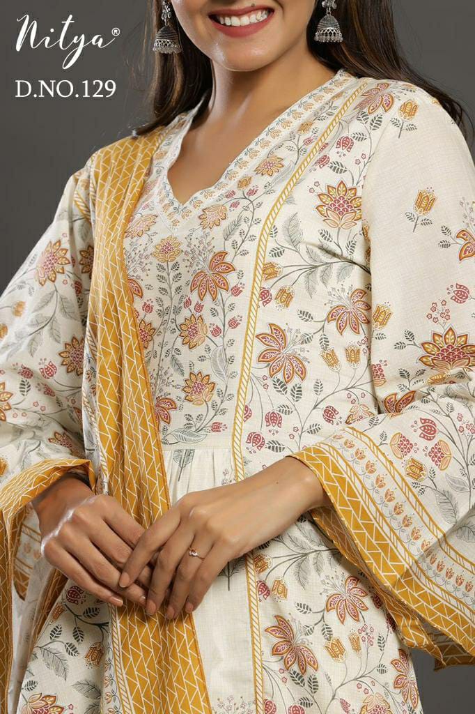 D No 129 Top With Bottom And Dupatta By Lt Fabric Dealer From India