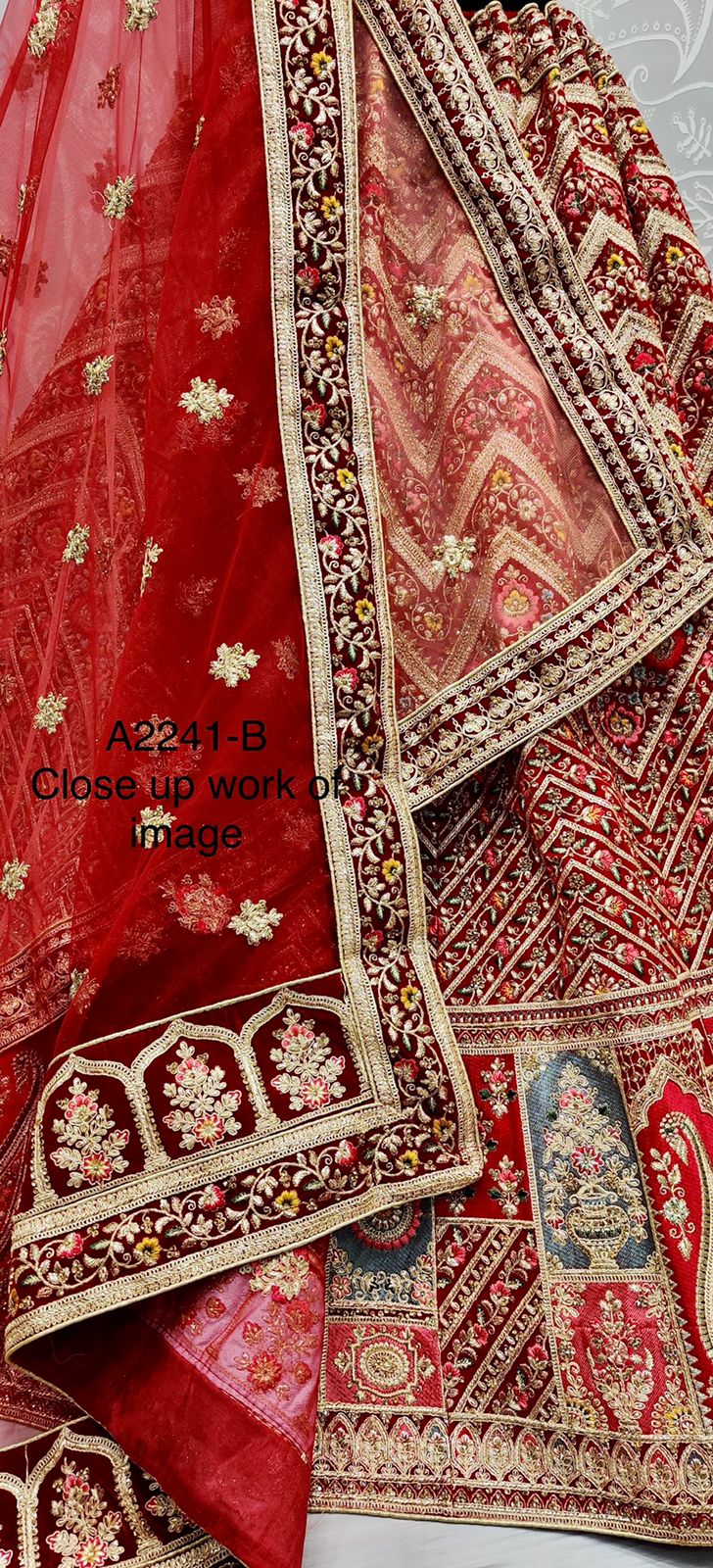 Perfect Thread Embroidered And Patch Work Bridal Lehengacholi With Two Dupatta Wholesaler Supplier F...