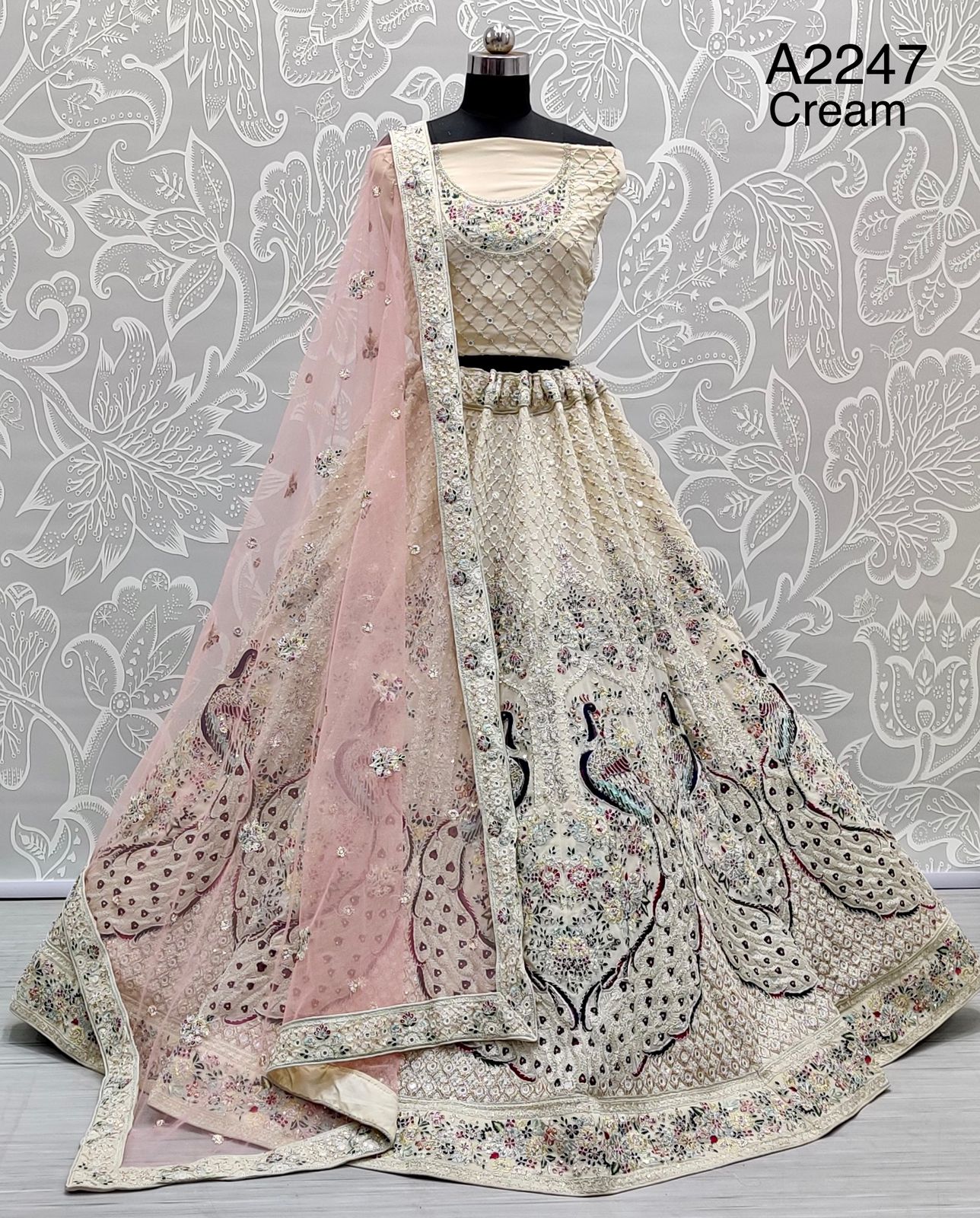 Peacock Embroidered Designer Bridal Lehengacholi On Georgette Single And Set Stockiest And Supplier ...