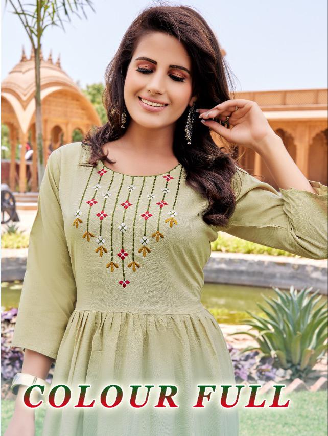 Colour Full By Nitya Nx Designer Long Kurti Wholesaler Supplier From Surat