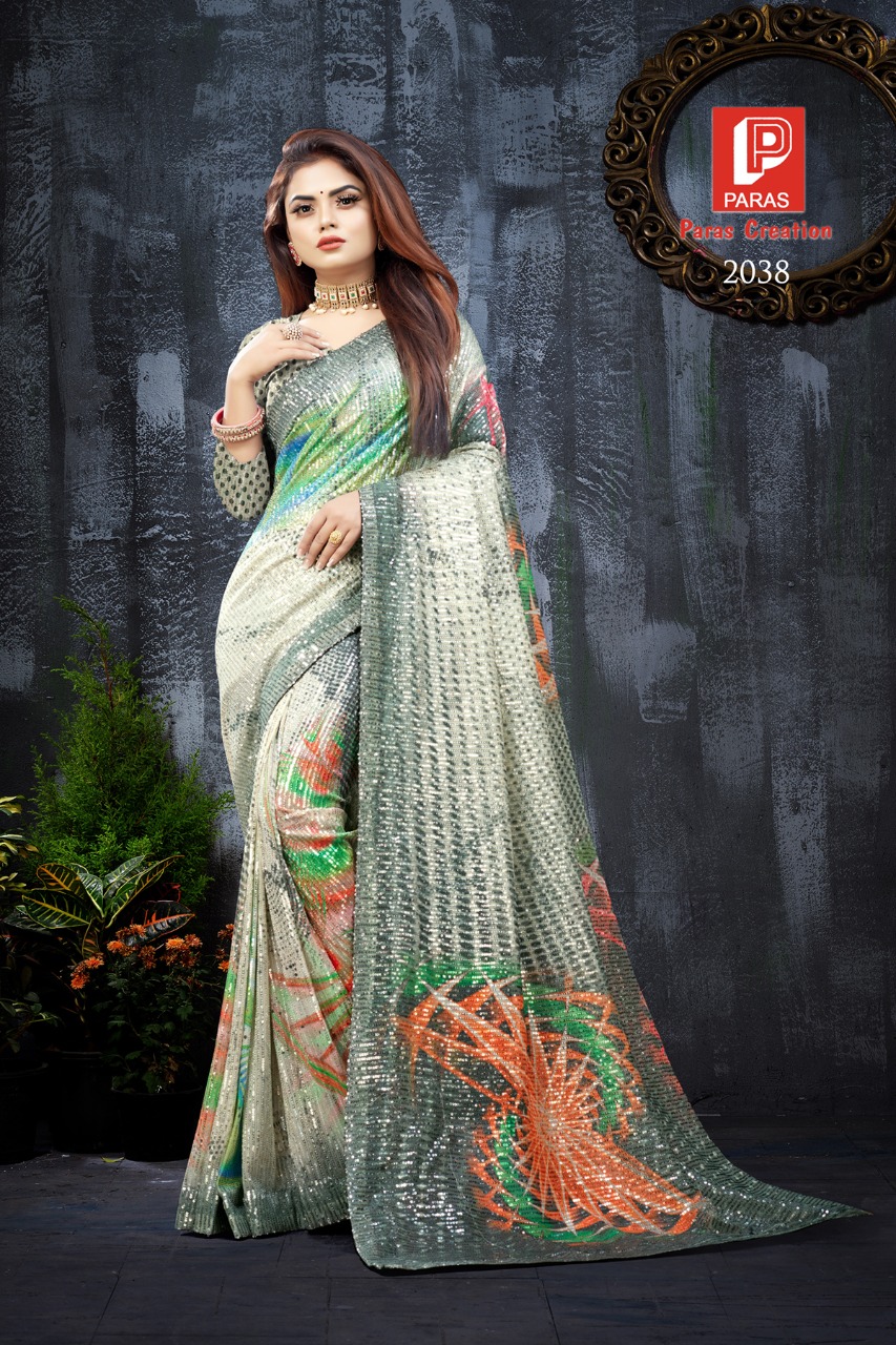 Digital Sequence Saree By Paras Creation Single And Set Stockiest And Supplier From Surat